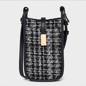 a new day Black and White Tweed Crossbody Bag